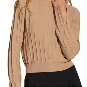Favorite Daughter Beige Loretta Ribbed Sweater